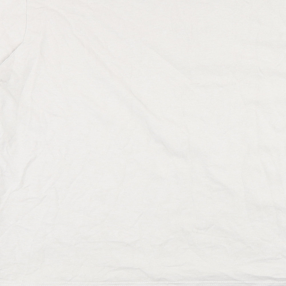 Mango Mens Beige Cotton T-Shirt Size M Round Neck