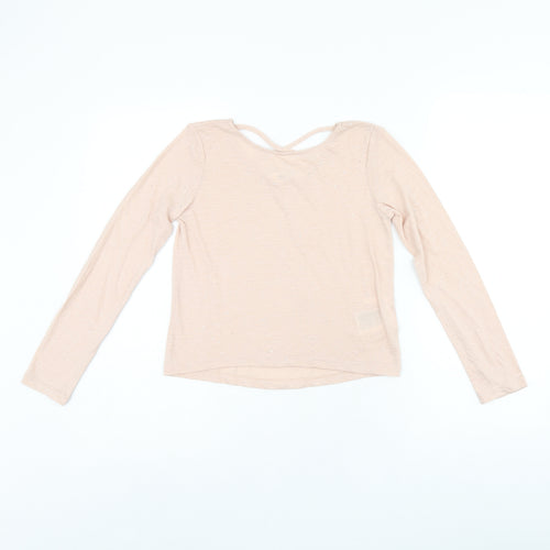H&M Girls Pink Polyester Jersey T-Shirt Size 8-9 Years Boat Neck Pullover - 8-10years