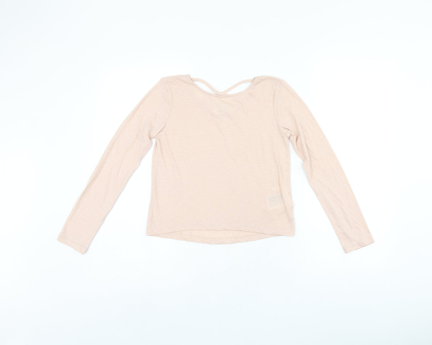 H&M Girls Pink Polyester Jersey T-Shirt Size 8-9 Years Boat Neck Pullover - 8-10years