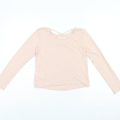 H&M Girls Pink Polyester Jersey T-Shirt Size 8-9 Years Boat Neck Pullover - 8-10years