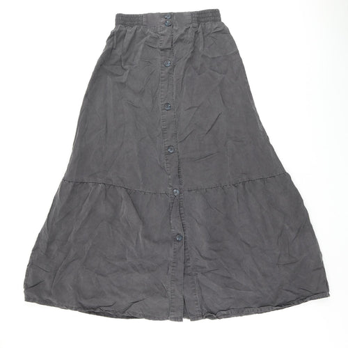 Nutmeg Womens Grey Lyocell Flare Skirt Size 8 Button