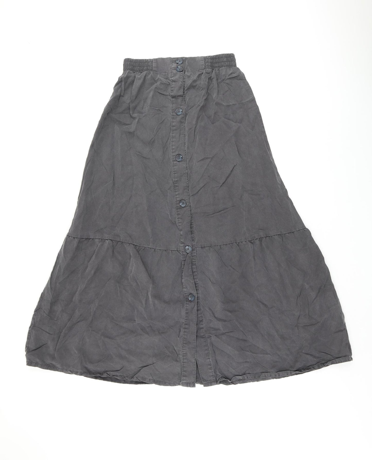 Nutmeg Womens Grey Lyocell Flare Skirt Size 8 Button