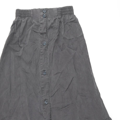 Nutmeg Womens Grey Lyocell Flare Skirt Size 8 Button