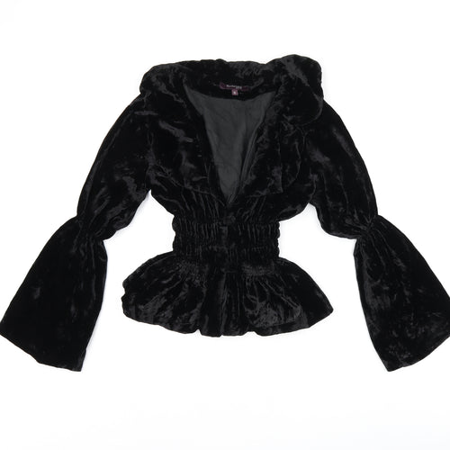 Roshanara Womens Black Polyester Basic Button-Up Size S V-Neck