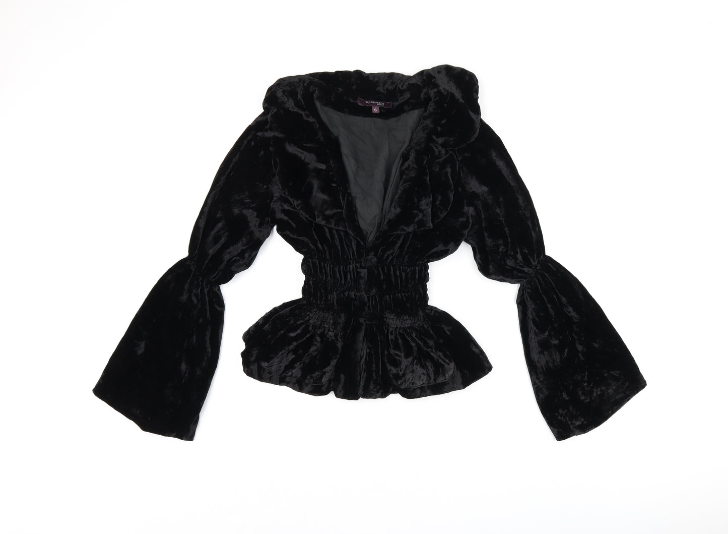 Roshanara Womens Black Polyester Basic Button-Up Size S V-Neck