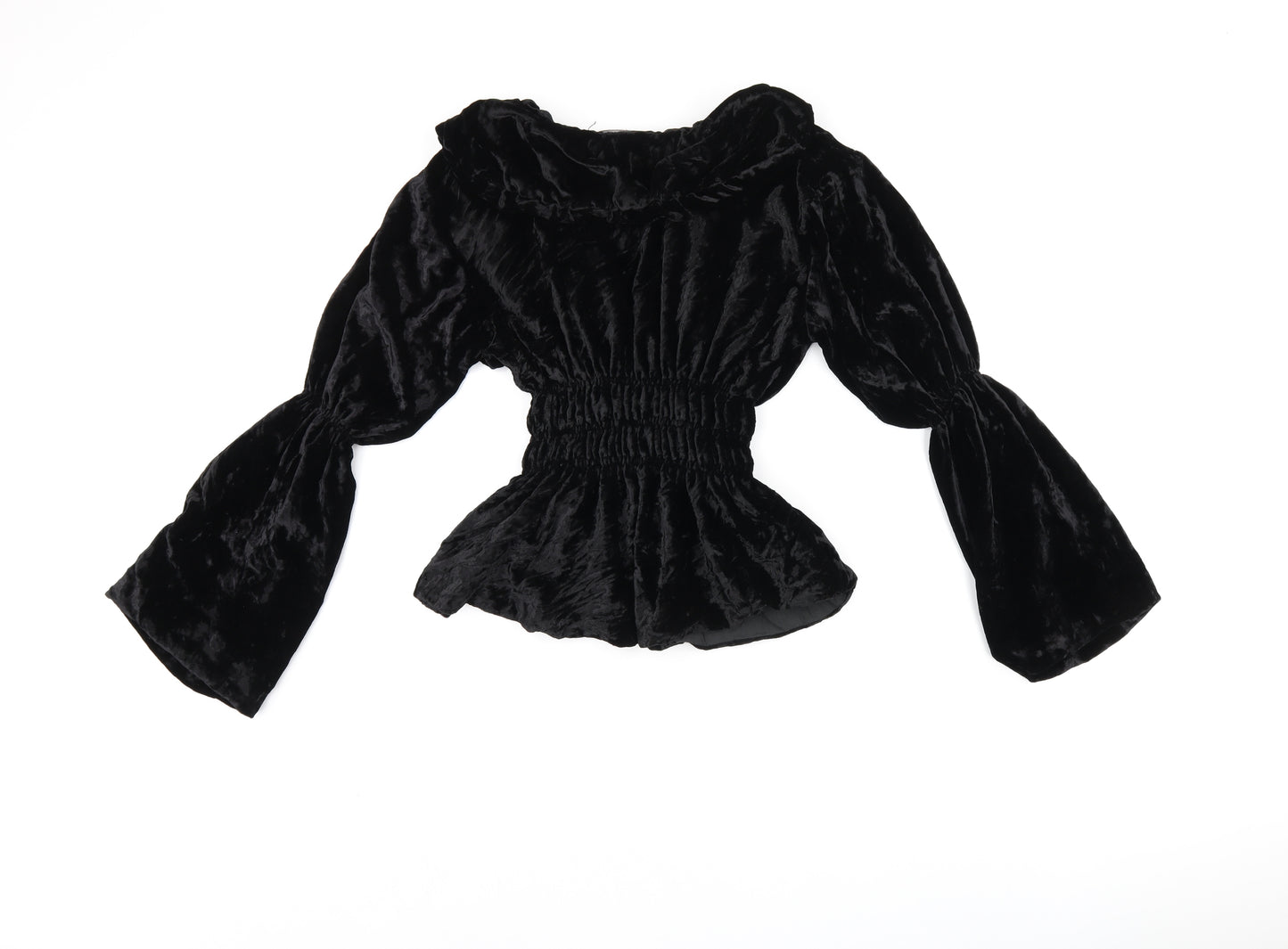 Roshanara Womens Black Polyester Basic Button-Up Size S V-Neck