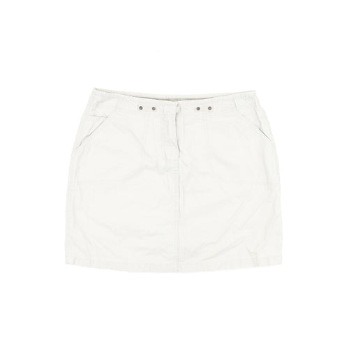 New Look Womens Beige Cotton Mini Skirt Size 10 Zip