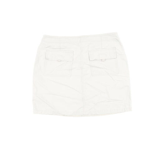 New Look Womens Beige Cotton Mini Skirt Size 10 Zip