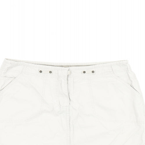 New Look Womens Beige Cotton Mini Skirt Size 10 Zip