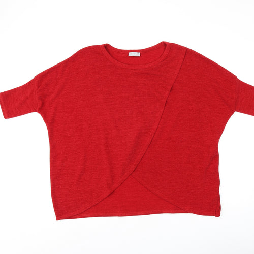 CMD Womens Red Boat Neck Polyester Pullover Jumper Size 14