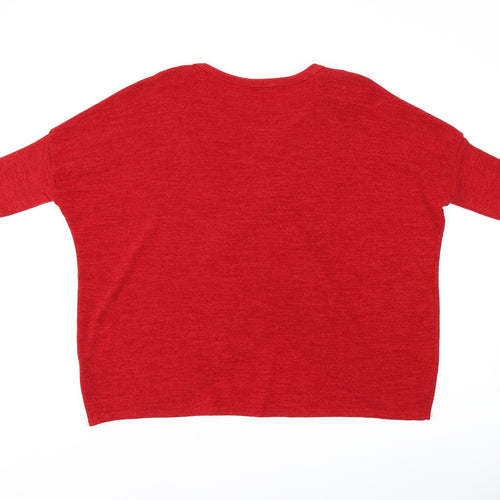 CMD Womens Red Boat Neck Polyester Pullover Jumper Size 14