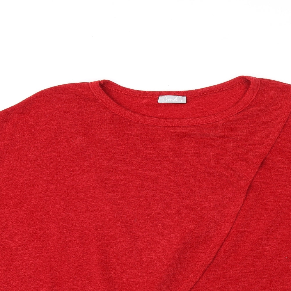 CMD Womens Red Boat Neck Polyester Pullover Jumper Size 14