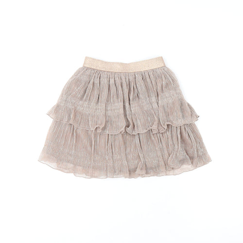 NEXT Girls Brown Metallic Fibre Swing Skirt Size 7 Years Regular Pull On