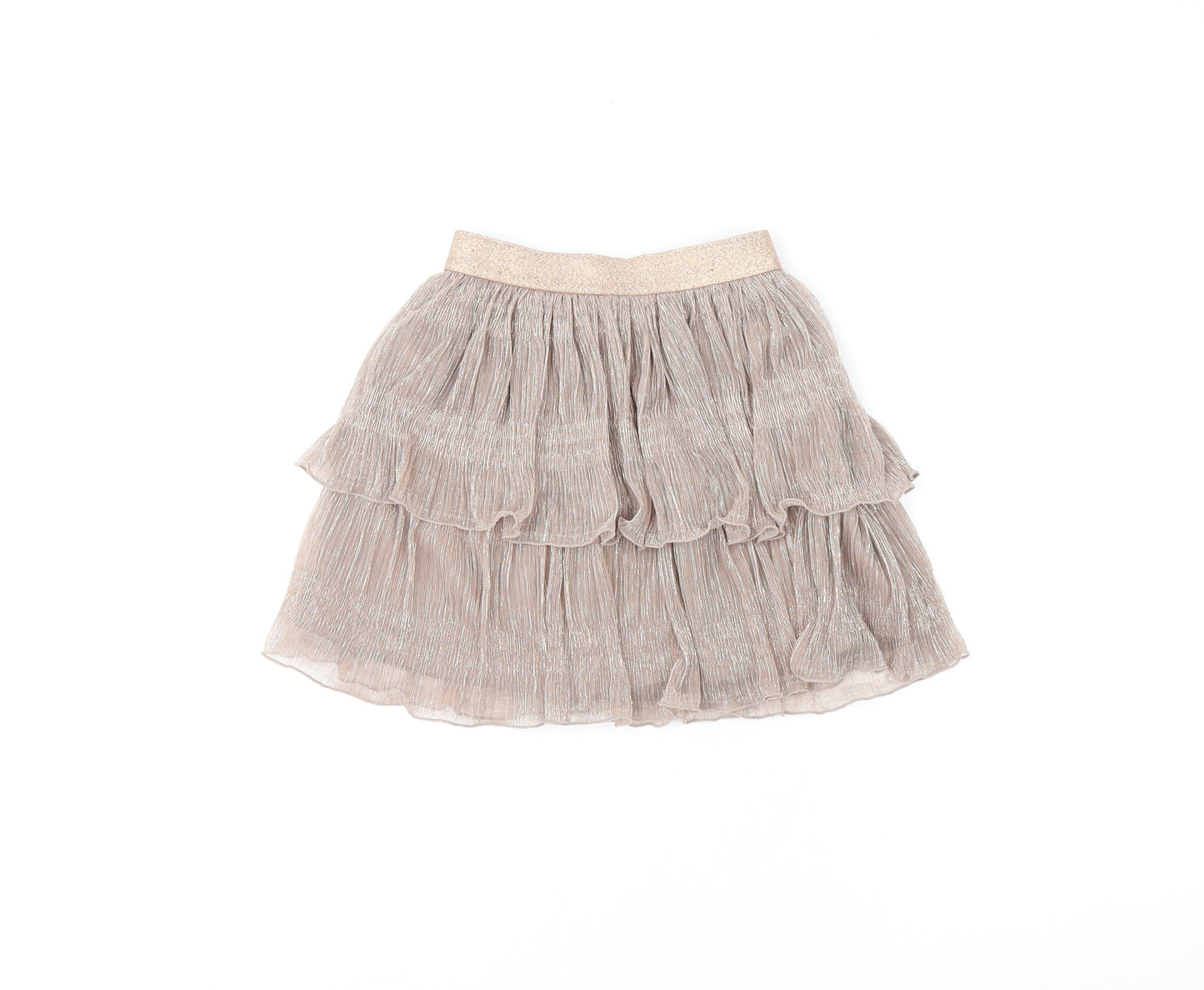 NEXT Girls Brown Metallic Fibre Swing Skirt Size 7 Years Regular Pull On