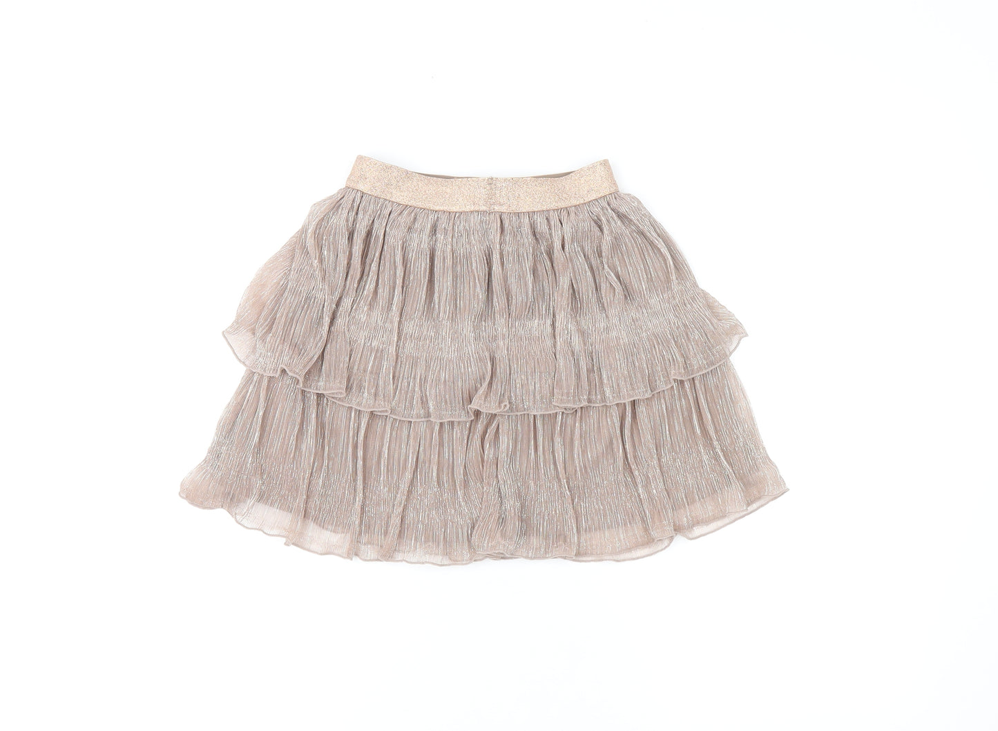 NEXT Girls Brown Metallic Fibre Swing Skirt Size 7 Years Regular Pull On