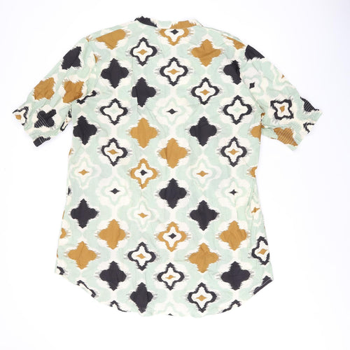 Masai Womens Green Geometric Cotton Shift Size XL V-Neck Pullover