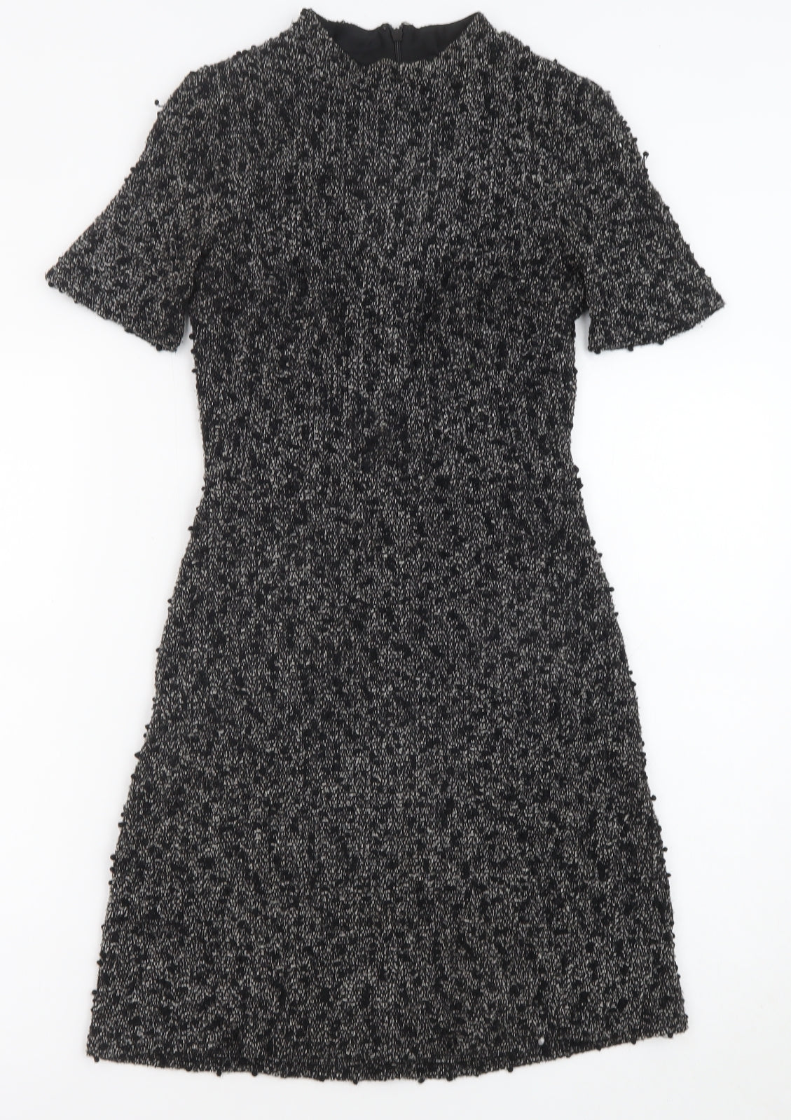 Warehouse Womens Black Polyester A-Line Size 8 Round Neck Zip