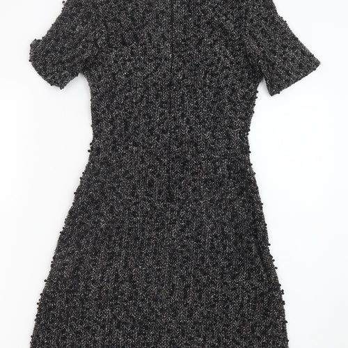 Warehouse Womens Black Polyester A-Line Size 8 Round Neck Zip