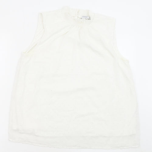 RESERVED Womens White Geometric Polyester Basic Blouse Size 12 Mock Neck