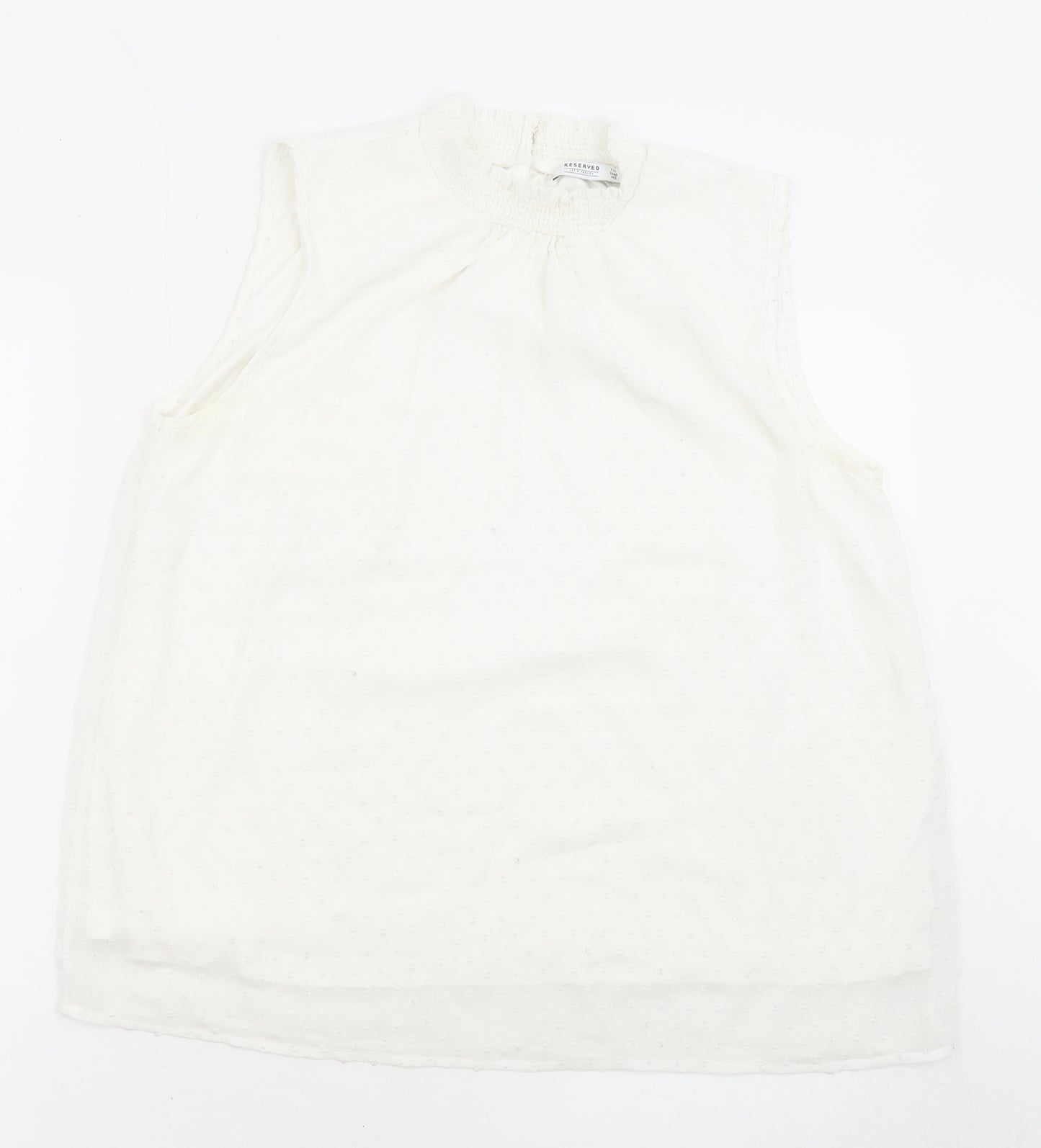 RESERVED Womens White Geometric Polyester Basic Blouse Size 12 Mock Neck