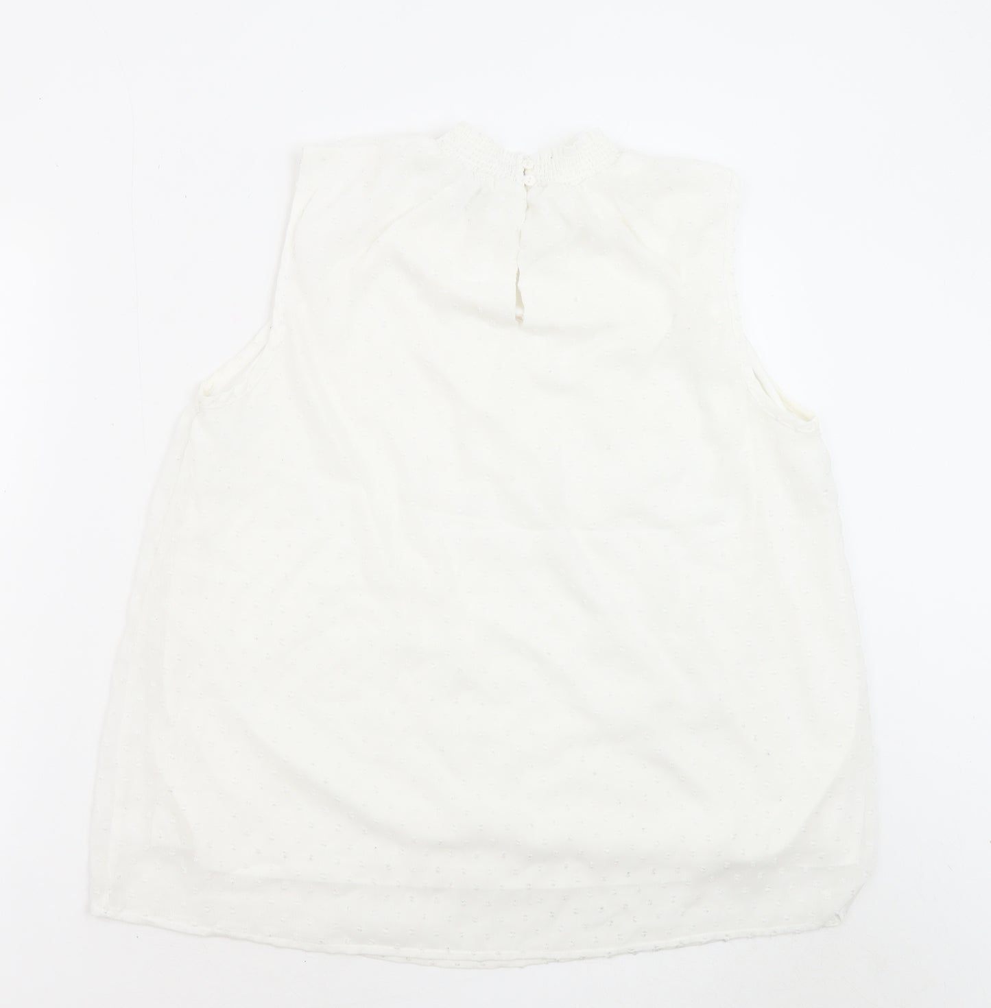 RESERVED Womens White Geometric Polyester Basic Blouse Size 12 Mock Neck