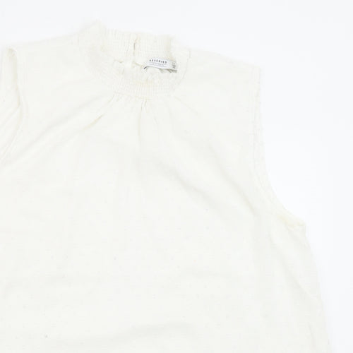 RESERVED Womens White Geometric Polyester Basic Blouse Size 12 Mock Neck