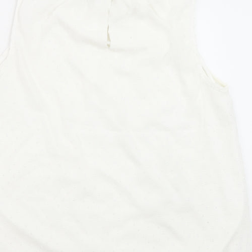 RESERVED Womens White Geometric Polyester Basic Blouse Size 12 Mock Neck