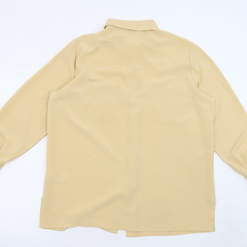 St Michael Womens Beige Polyester Basic Button-Up Size 16 Collared - Vintage, Sheer