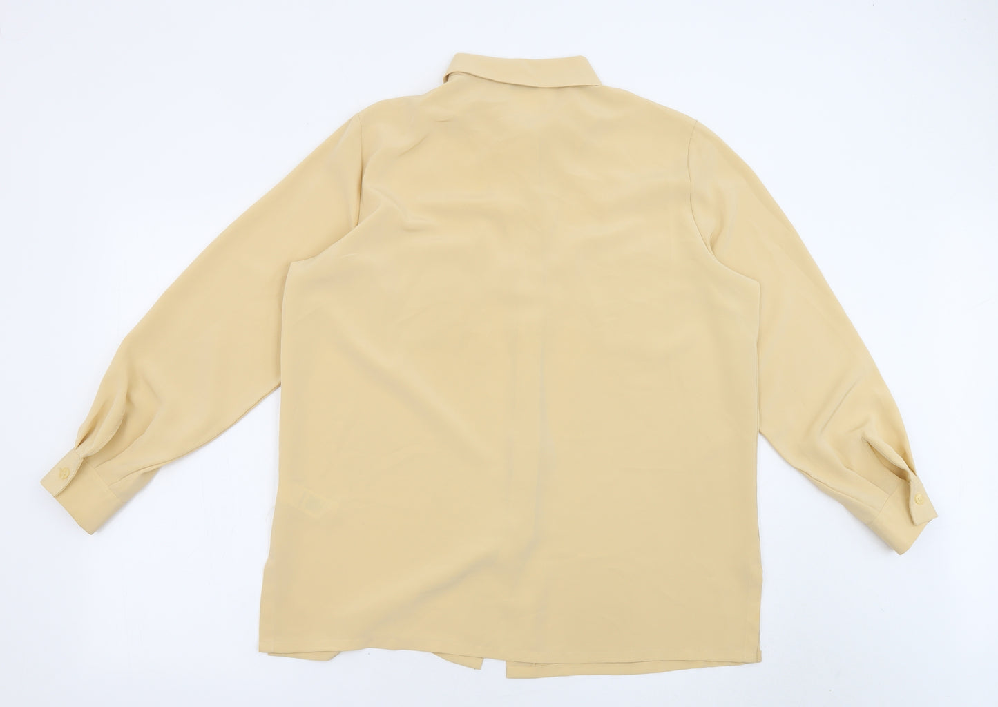 St Michael Womens Beige Polyester Basic Button-Up Size 16 Collared - Vintage, Sheer