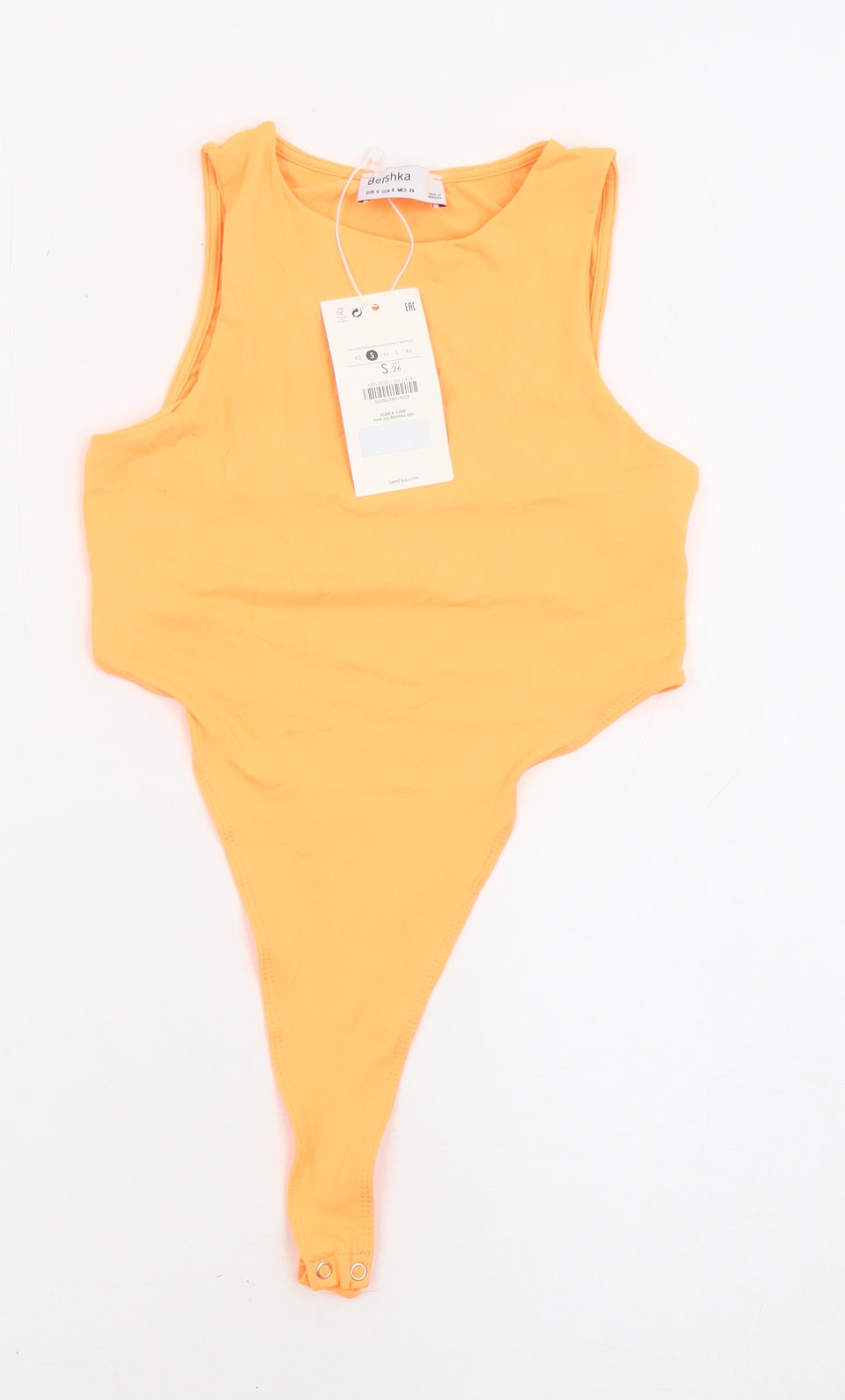 Bershka Womens Orange Polyamide Bodysuit One-Piece Size 6 Buckle