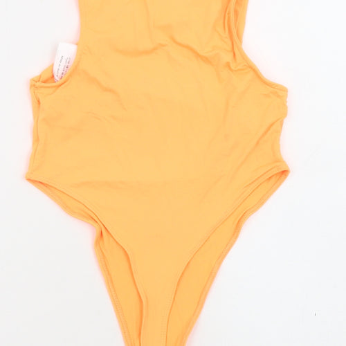 Bershka Womens Orange Polyamide Bodysuit One-Piece Size 6 Buckle