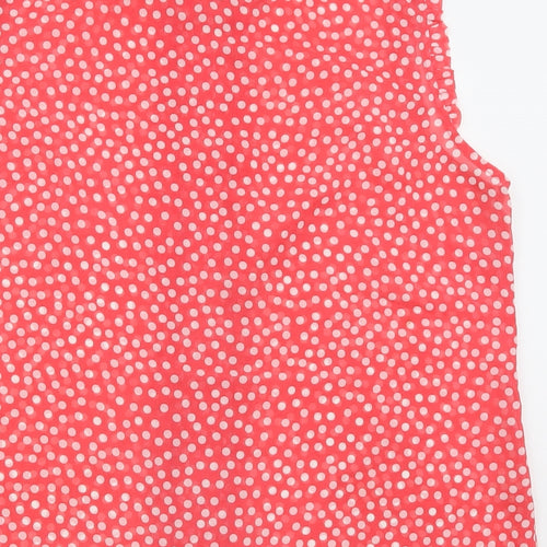 M&Co Womens Red Polka Dot Polyester Basic Tank Size 18 Round Neck - Sheer, Pleated Detail