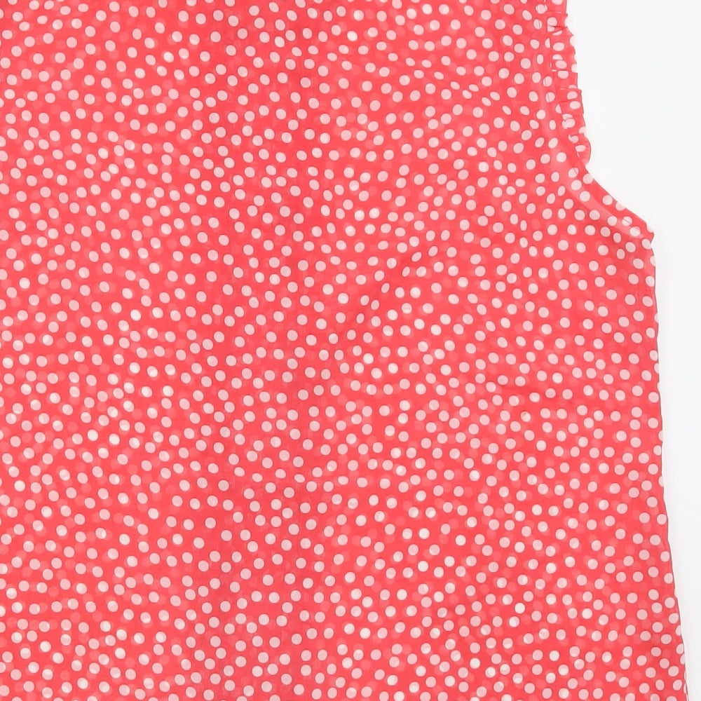 M&Co Womens Red Polka Dot Polyester Basic Tank Size 18 Round Neck - Sheer, Pleated Detail
