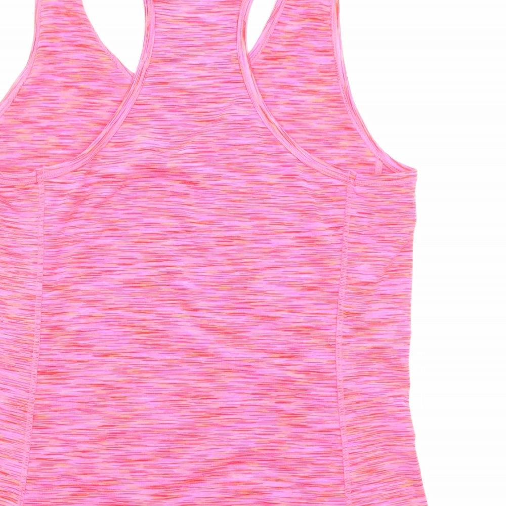H&M Womens Pink Geometric Polyester Basic Tank Size L Round Neck Pullover