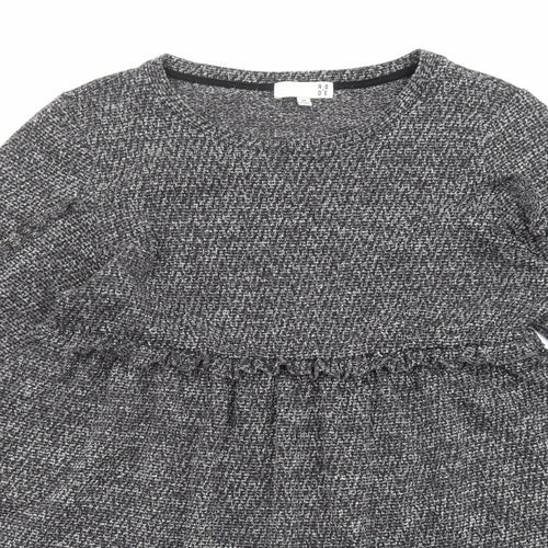 Rode Womens Grey Polyester Fit & Flare Size M Round Neck Pullover - Ruffles