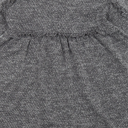 Rode Womens Grey Polyester Fit & Flare Size M Round Neck Pullover - Ruffles