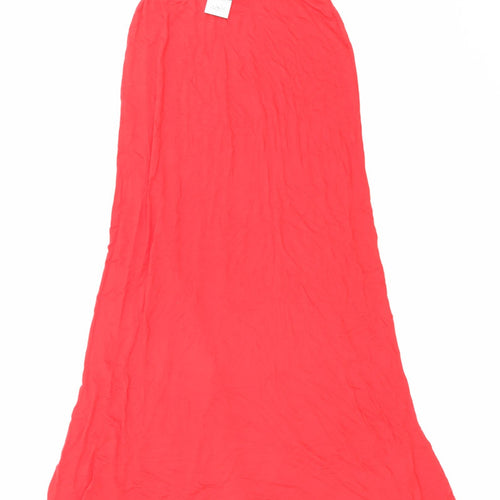 Wallis Womens Red Viscose Maxi Skirt Size 8 - Elasticated Waist
