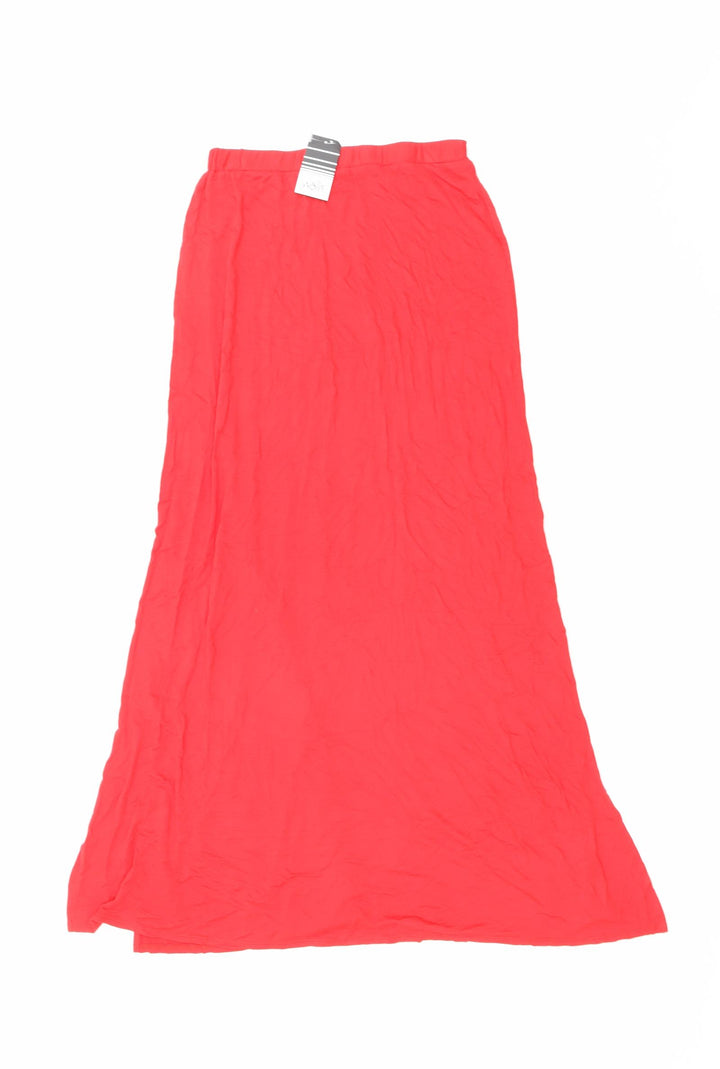 Wallis Womens Red Viscose Maxi Skirt Size 8 - Elasticated Waist