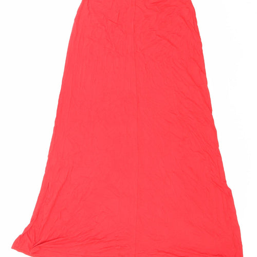 Wallis Womens Red Viscose Maxi Skirt Size 8 - Elasticated Waist