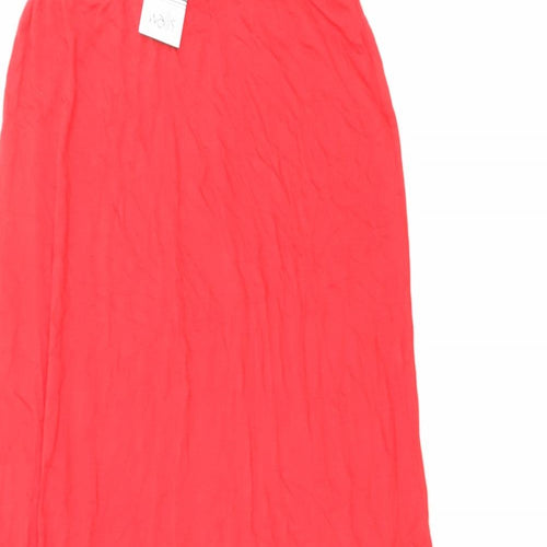 Wallis Womens Red Viscose Maxi Skirt Size 8 - Elasticated Waist