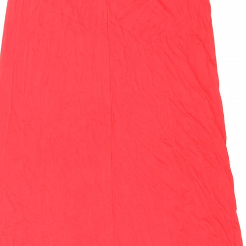 Wallis Womens Red Viscose Maxi Skirt Size 8 - Elasticated Waist