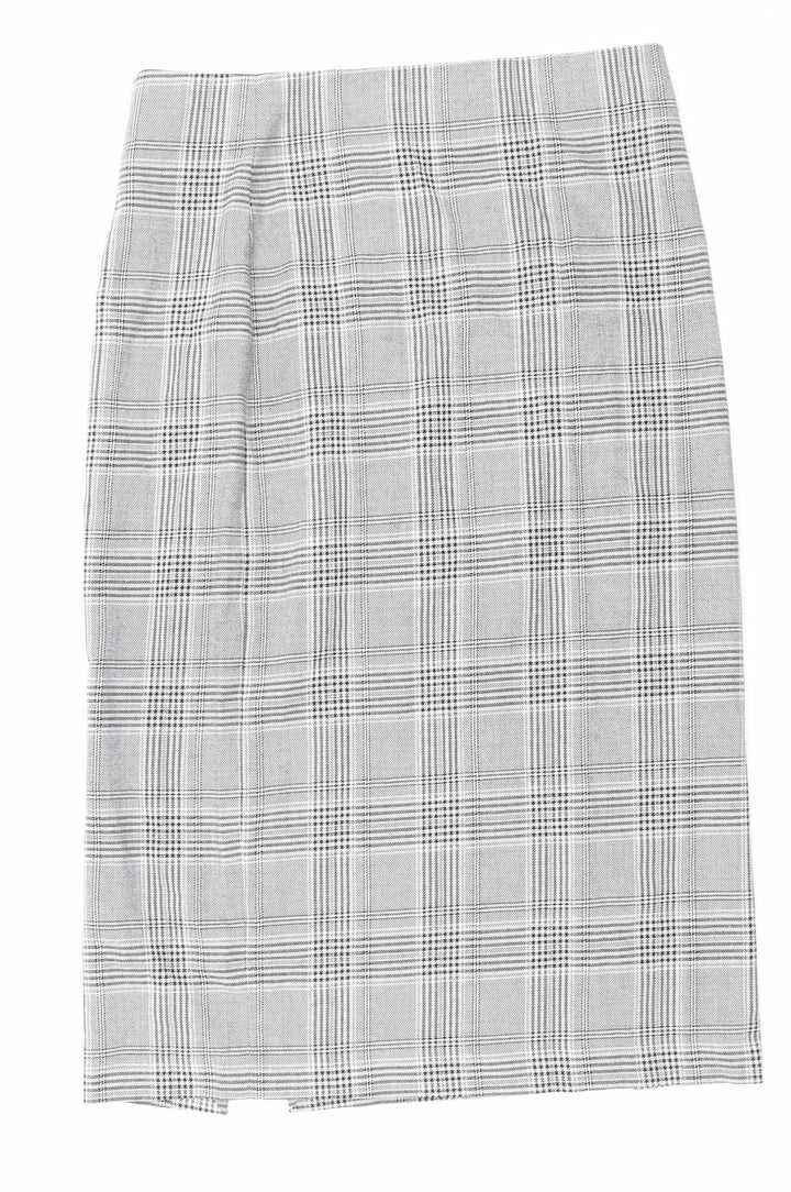 Zara Womens Grey Plaid Polyester Straight & Pencil Skirt Size L Zip - Slit