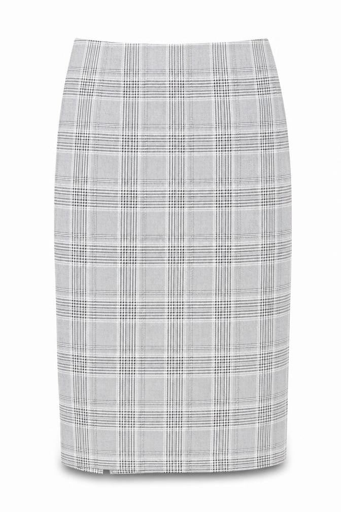 Zara Womens Grey Plaid Polyester Straight & Pencil Skirt Size L Zip - Slit