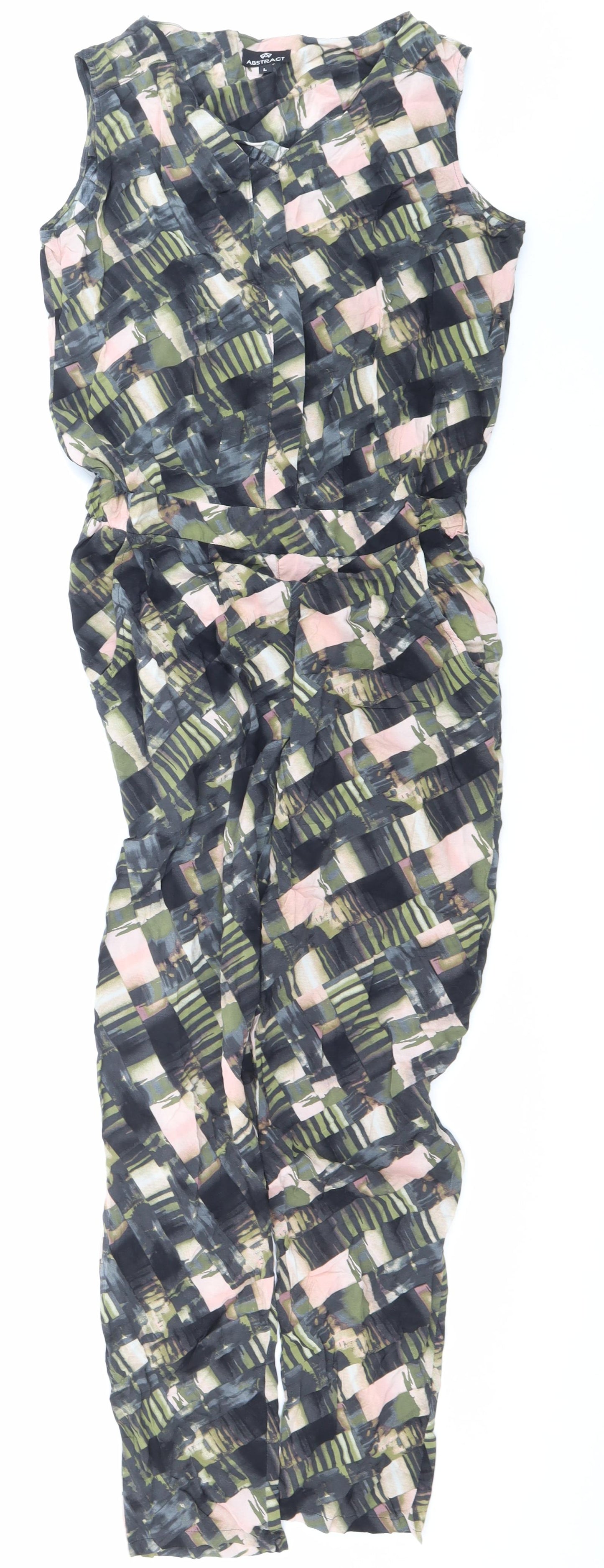 Abstract Womens Multicoloured Geometric Polyester Jumpsuit One-Piece Size L L30 in Buckle