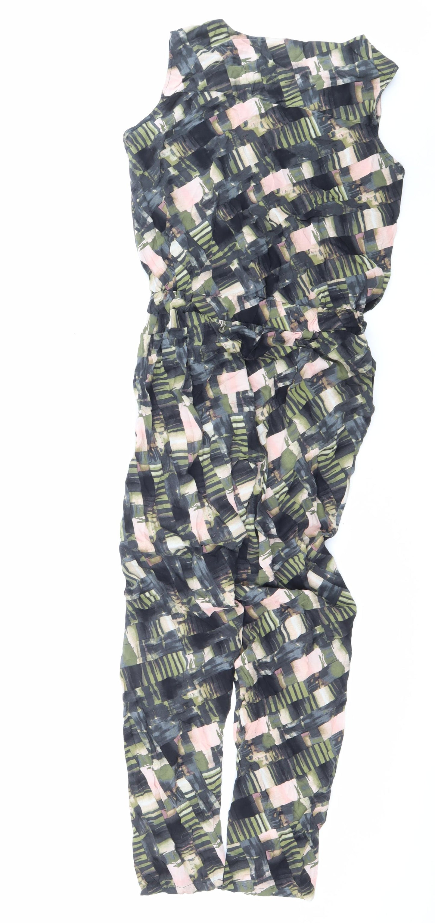 Abstract Womens Multicoloured Geometric Polyester Jumpsuit One-Piece Size L L30 in Buckle