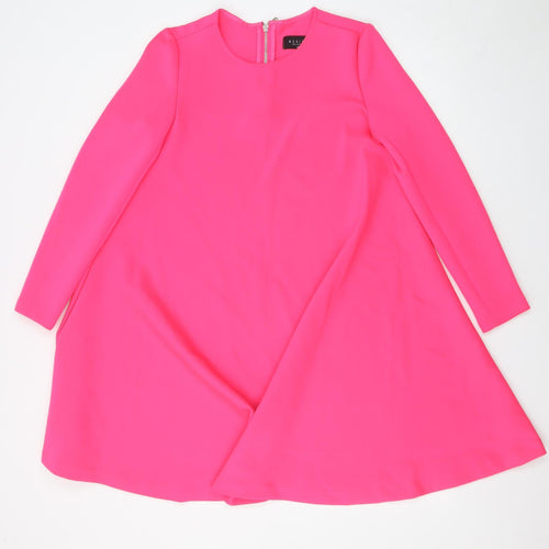 Mohito Womens Pink Polyester A-Line Size 10 Round Neck Zip