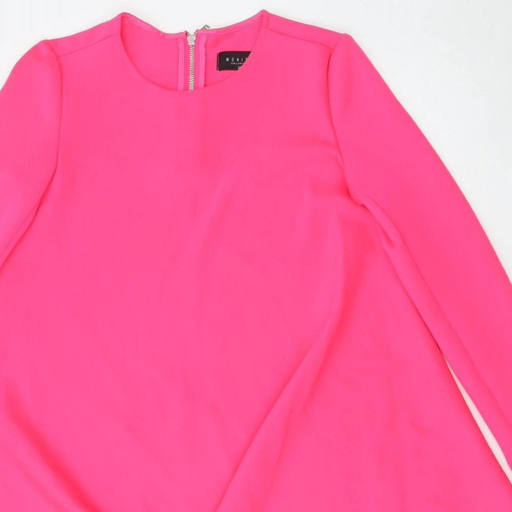 Mohito Womens Pink Polyester A-Line Size 10 Round Neck Zip