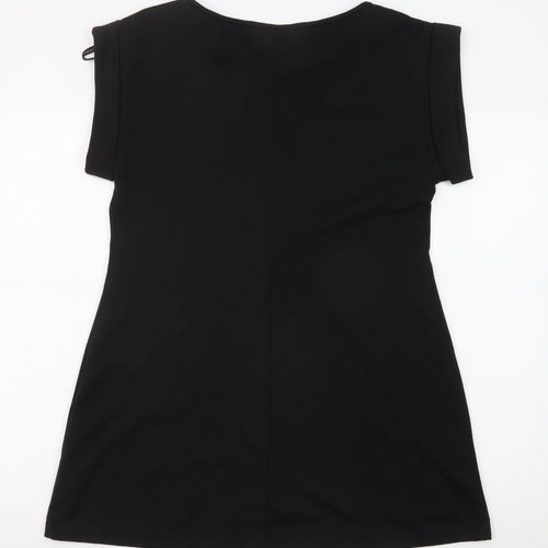 Dorothy Perkins Womens Black Polyester T-Shirt Dress Size 14 Round Neck Pullover - Studded