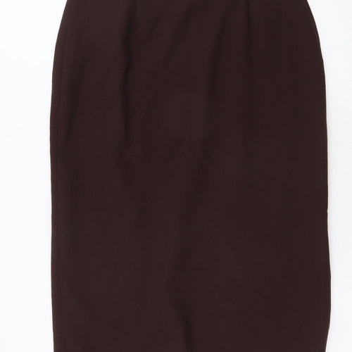Essentials Womens Brown Polyester Straight & Pencil Skirt Size M Zip