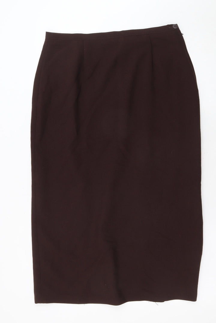 Essentials Womens Brown Polyester Straight & Pencil Skirt Size M Zip